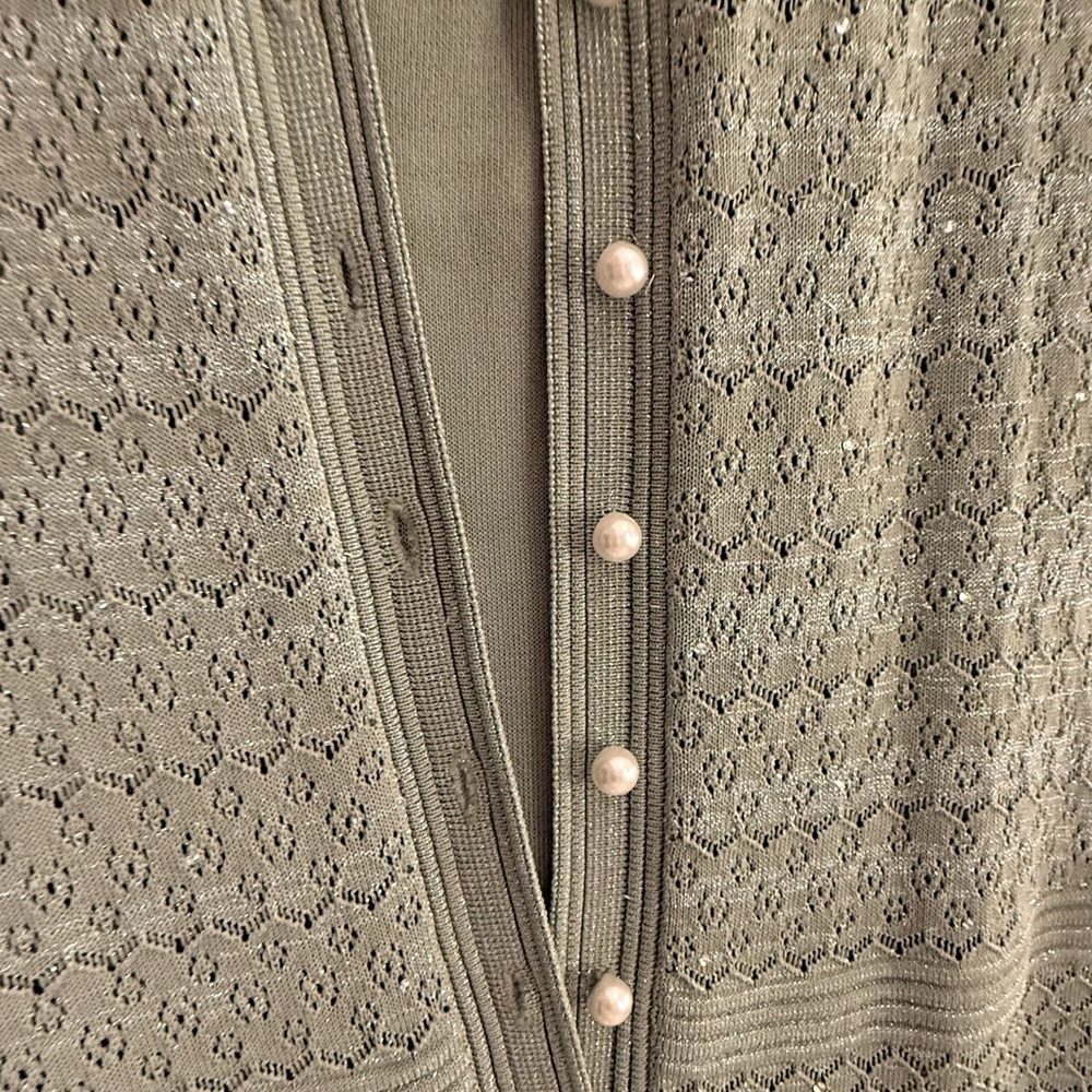 SANDRO size 34 Short-Sleeve Knit Maxi Dress in Sage Green new - Picture 6 of 10
